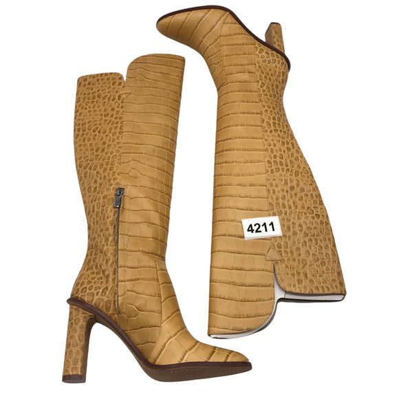 Vince Camuto Womens Palley Over Knee Boots Beige Crocodile Print Leather 7 M New - Picture 10 of 12